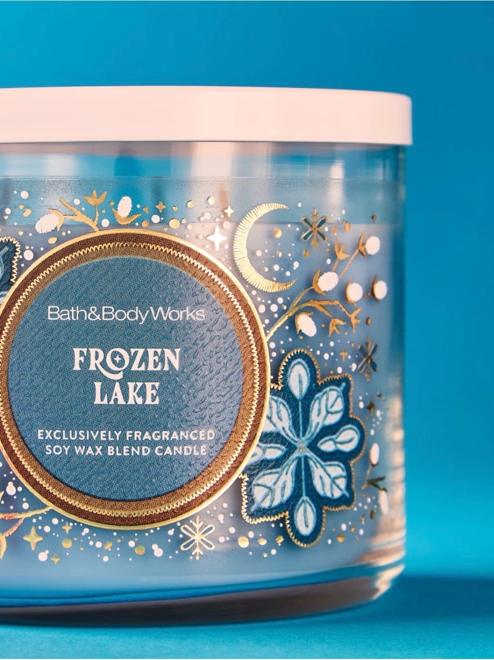 Bath & Body Works Frozen Lake Candle - Blue & Gold Accents